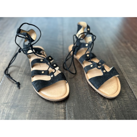 DOLCE VITA Black Suede Leather, "Jasmyn" Gladiator, Strappy Flat Sandals; SZ 7.5 - Picture 2 of 7